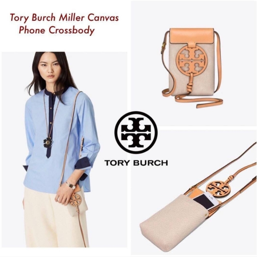 TORY BURCHLeather Trim Canvas Crossbody Bag - Picture 11 of 11